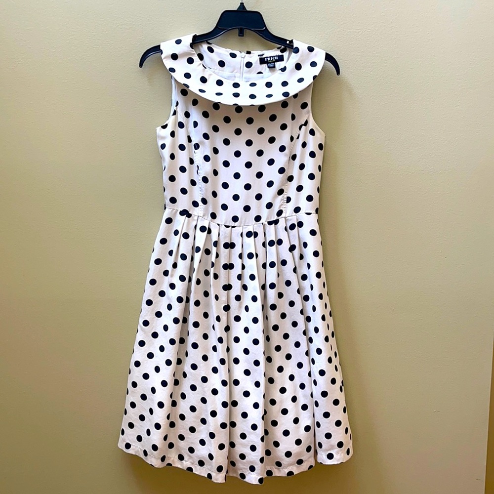 White dress with black polka dots